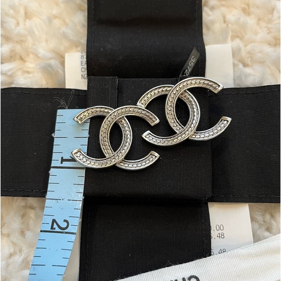 ❌SOLD❌CHANEL 24B XXL Silver CC Logo Stud Earrings - Brand NEW with TAG & RECEIPT - Picture 4 of 9